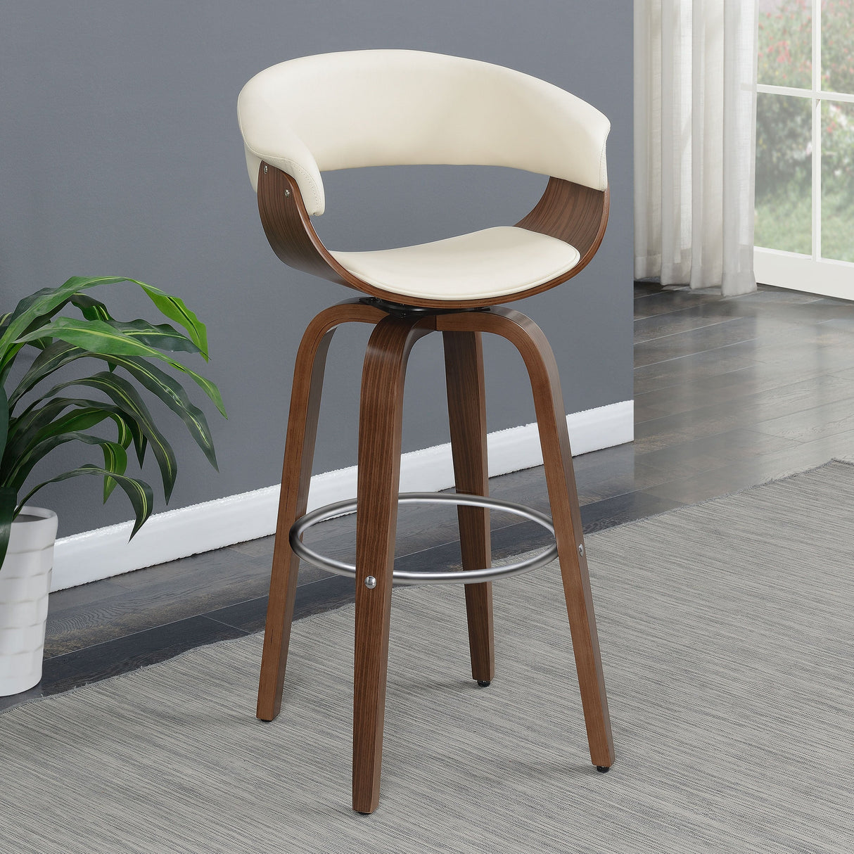 Zion Upholstered Swivel Bar Stool Walnut and Black