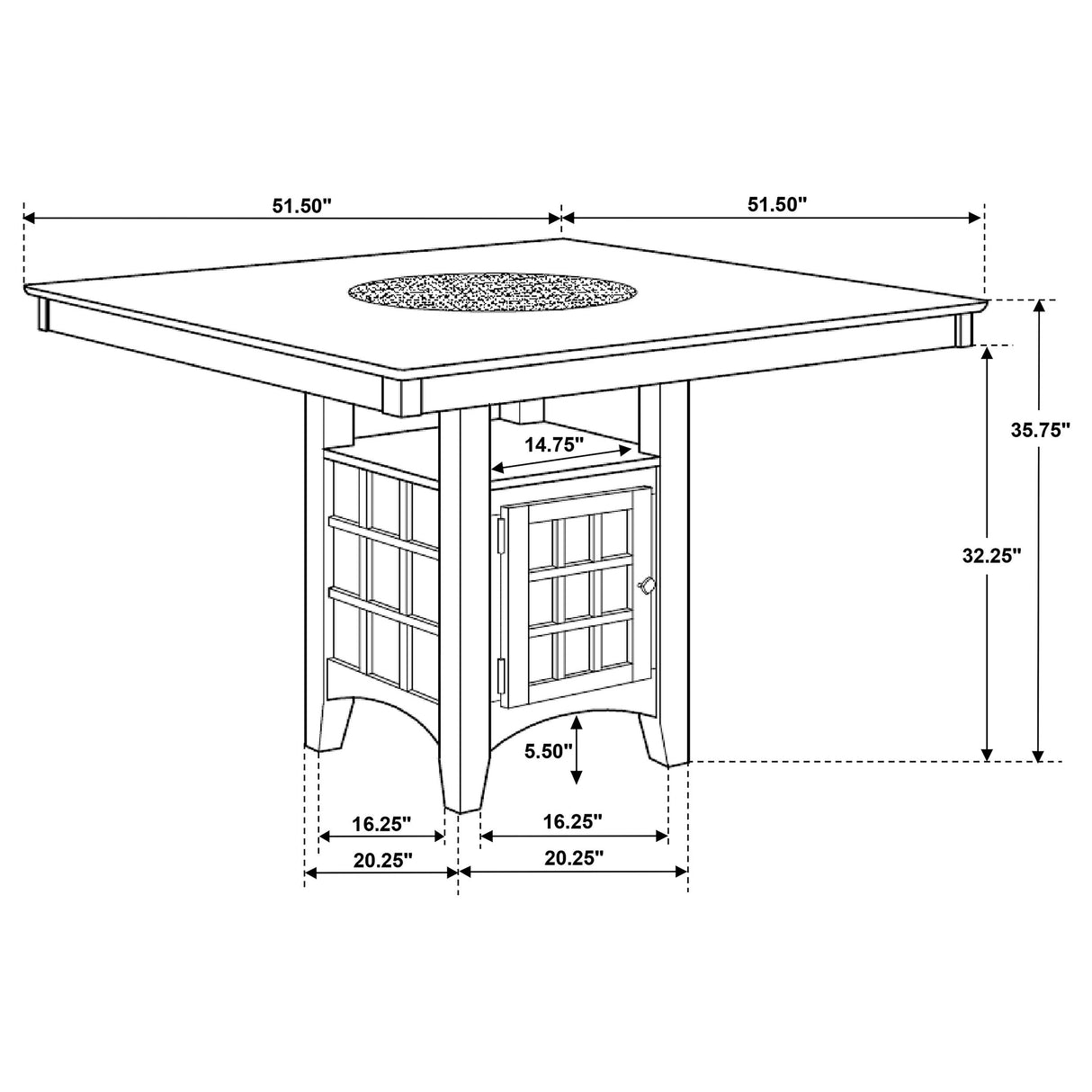 Gabriel Square Counter Height Dining Table Cappuccino