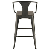 Cavalier Wooden Seat Bar Stools Dark Elm and Matte Black (Set of 2)