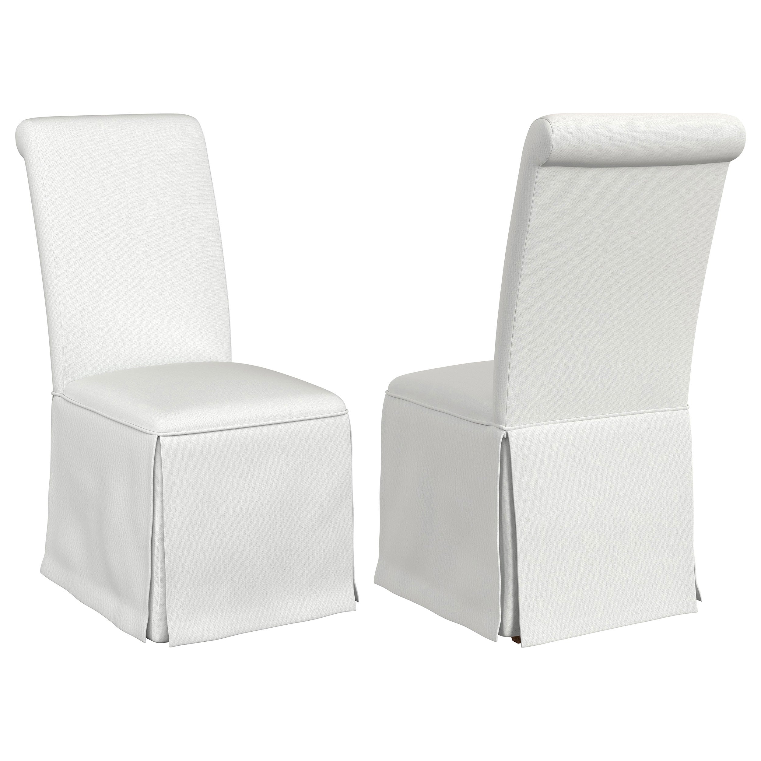 Shawna Upholstered Skirted Dining Chair White (Set of 2)