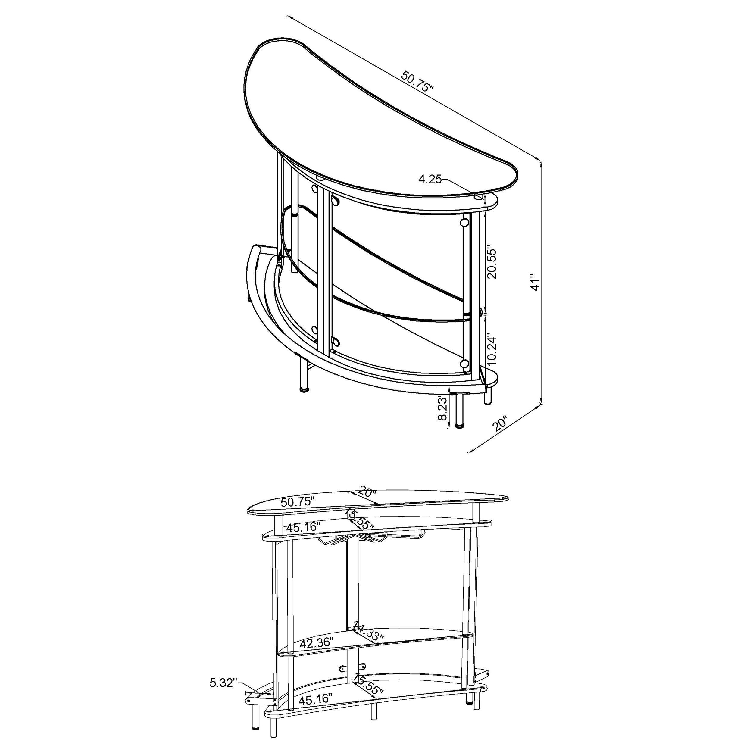 Amarillo 2-tier Bar Unit White and Chrome