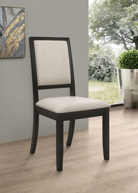 Louise Upholstered Dining Side Chairs Black and Cream (Set of 2)