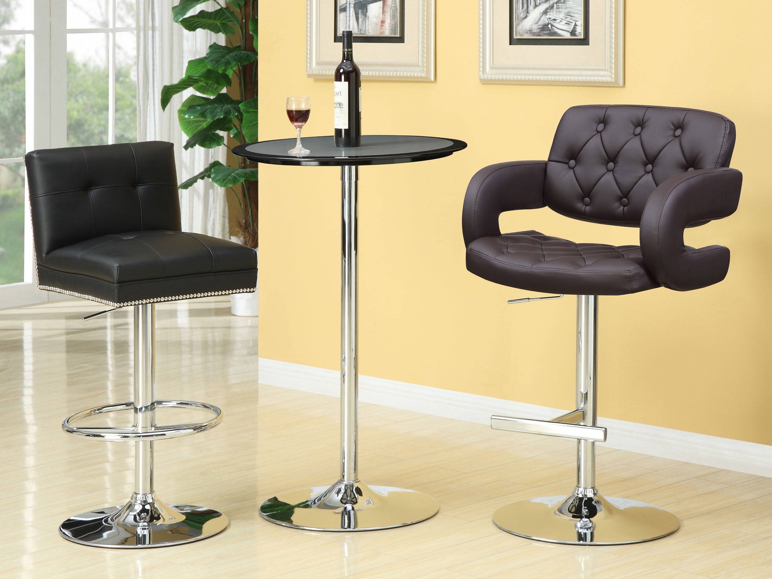 Brandi Adjustable Bar Stool Black and Chrome