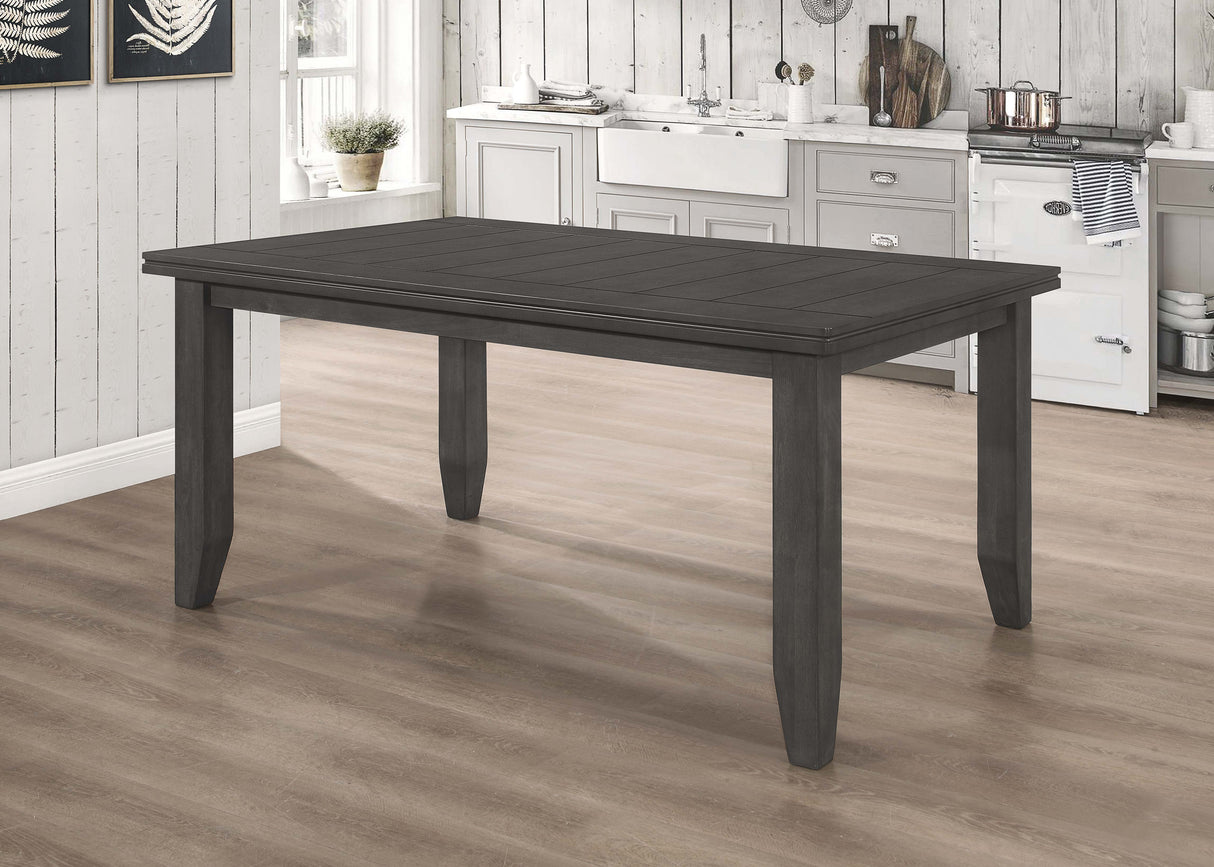 Dalila Rectangular Plank Top Dining Table Dark Grey