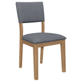 Sharon Open Back Padded Upholstered Dining Side Chair Blue and Brown (Set of 2)