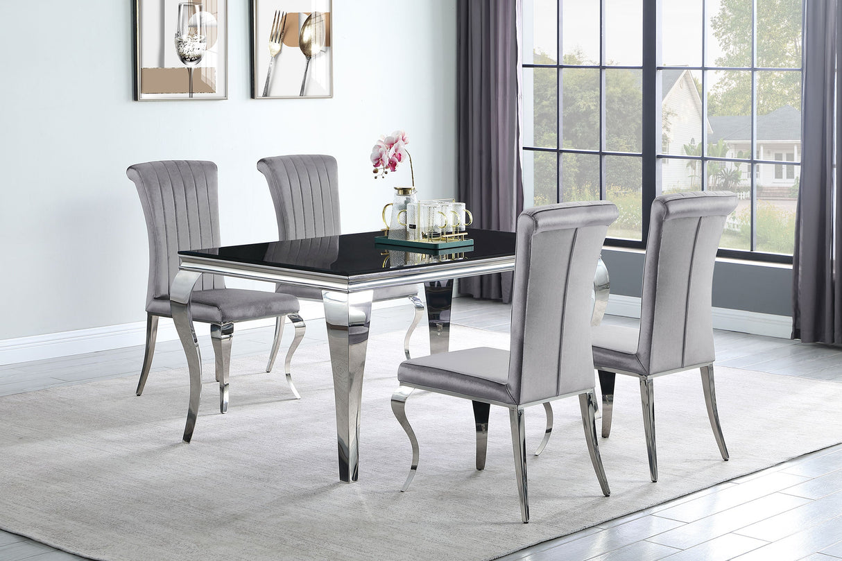 Betty Upholstered Side Chairs Grey and Chrome (Set of 4)