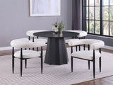 Camden Round 48-inch Faux Marble Top Dining Table Black