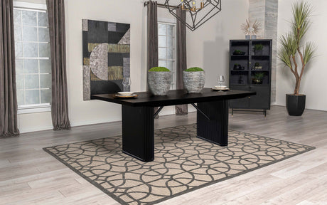 Catherine Rectangular Double Pedestal Dining Table Black