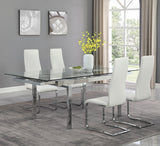 Wexford Glass Top Dining Table with Extension Leaves Chrome