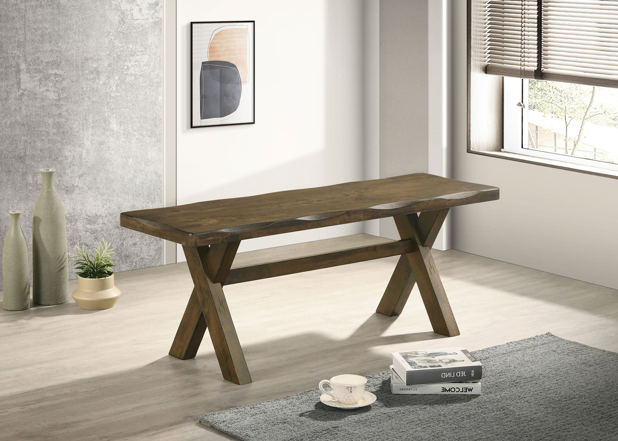 Alston X-shaped Dining Bench Knotty Nutmeg