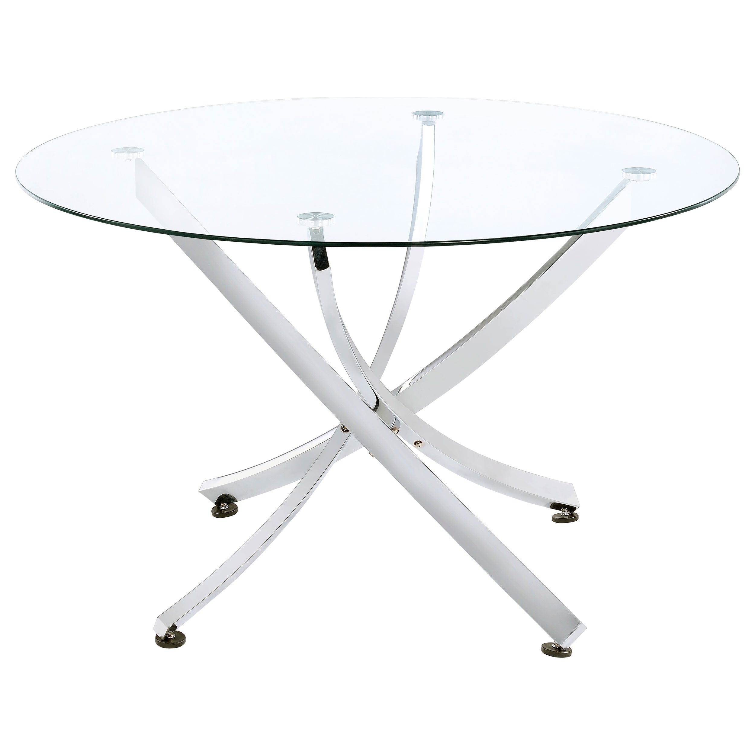 Beckham Round Dining Table Chrome and Clear