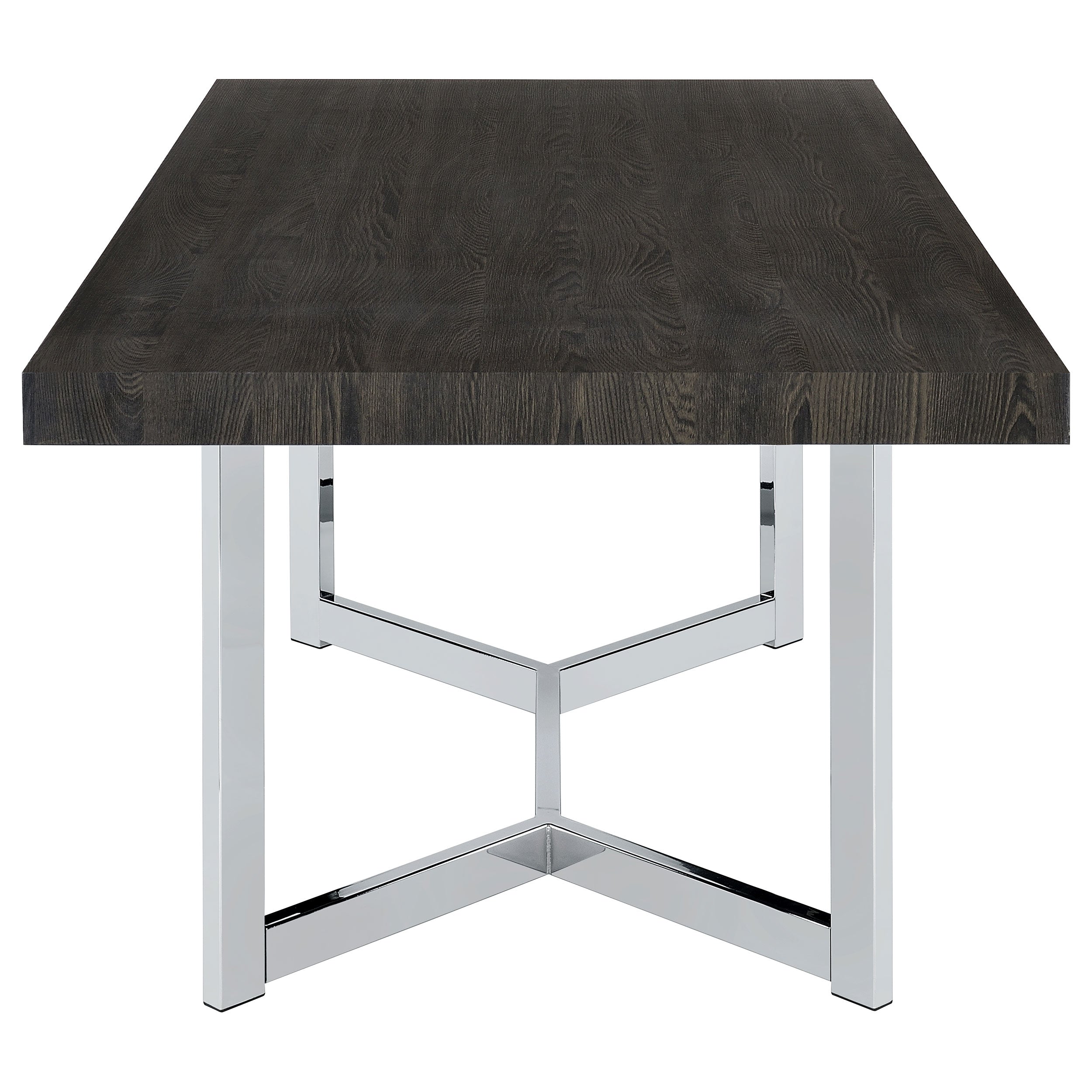 Benson Rectangular Trestle Base Dining Table Dark Oak and Chrome