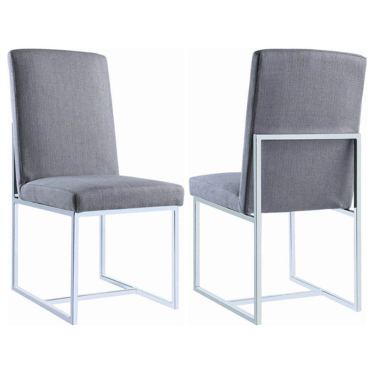 Mackinnon Upholstered Side Chairs Grey and Chrome (Set of 2)