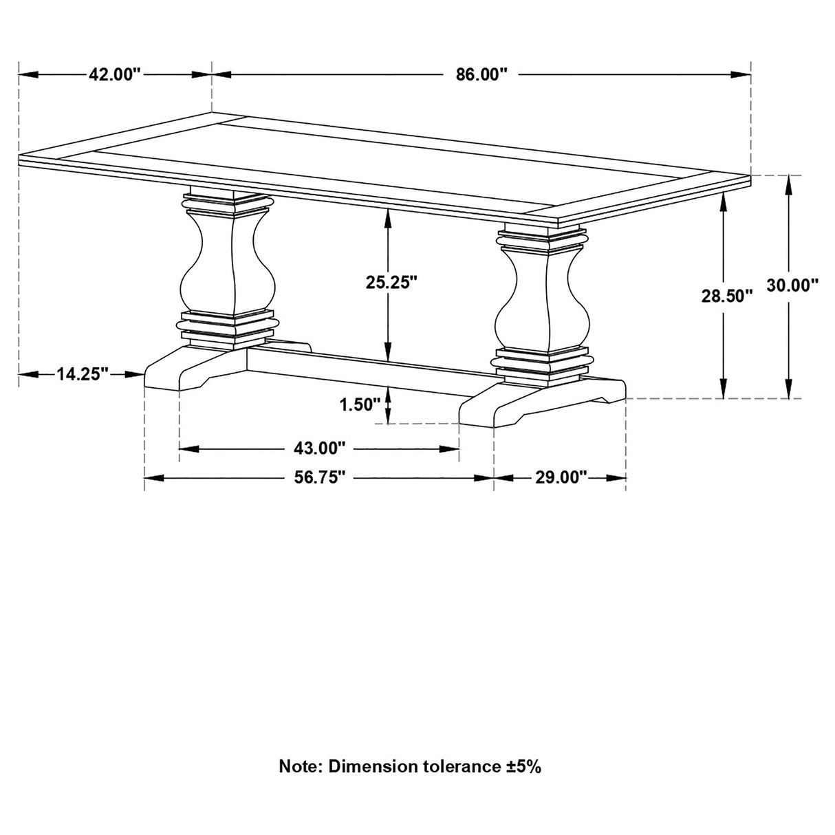 Parkins Double Pedestals Dining Table Rustic Espresso