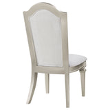 Evangeline Upholstered Dining Side Chair with Faux Diamond Trim Ivory and Silver Oak (Set of 2)