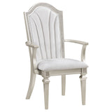 Evangeline Upholstered Dining Arm Chair with Faux Diamond Trim Ivory and Silver Oak (Set of 2)