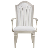 Evangeline Upholstered Dining Arm Chair with Faux Diamond Trim Ivory and Silver Oak (Set of 2)