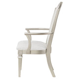 Evangeline Upholstered Dining Arm Chair with Faux Diamond Trim Ivory and Silver Oak (Set of 2)