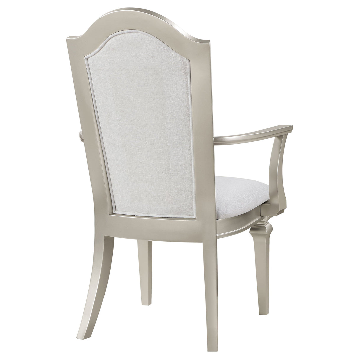 Evangeline Upholstered Dining Arm Chair with Faux Diamond Trim Ivory and Silver Oak (Set of 2)