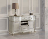 Evangeline 4-drawer Sideboard Server with Faux Diamond Trim Silver Oak