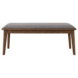 Alfredo Upholstered Dining Bench Grey and Natural Walnut