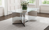 Emery 76-inch Rectangular Mirrored Dining Table Silver