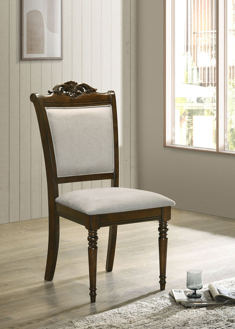 Willowbrook Upholstered Dining Side Chair Grey and Chestnut (Set of 2)