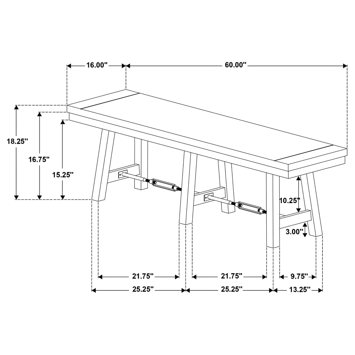 Newport Trestle Dining Bench Black