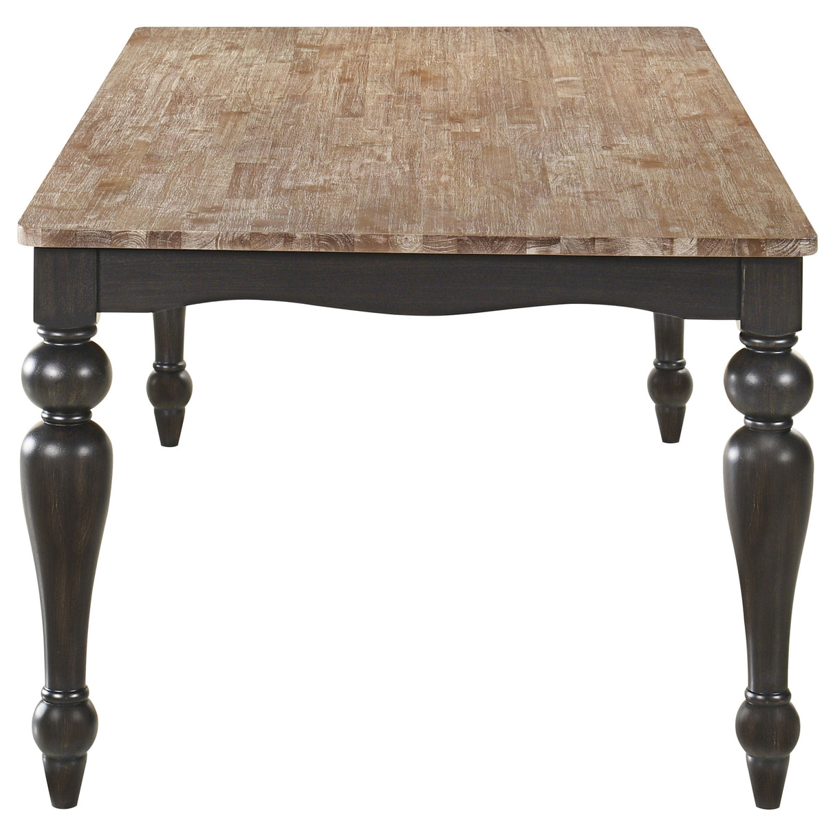 Bridget Rectangular Dining Table Brown Brushed and Charcoal Sandthrough