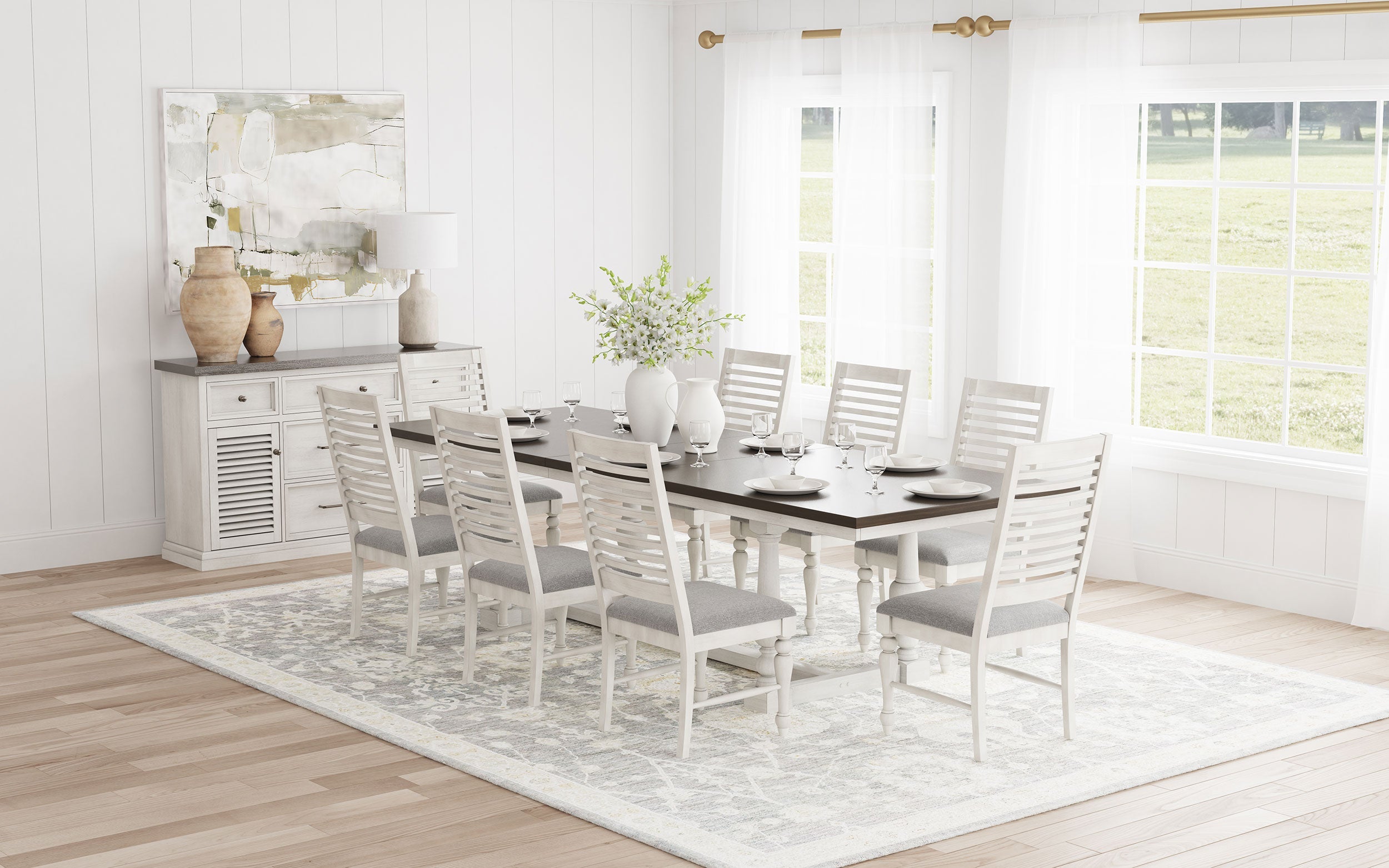 Aventine  Extension Leaf Dining Set Vintage White