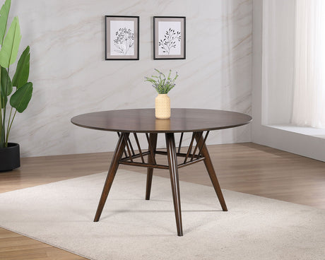 Everton Round 53-inch Wood Dining Table Dark Walnut