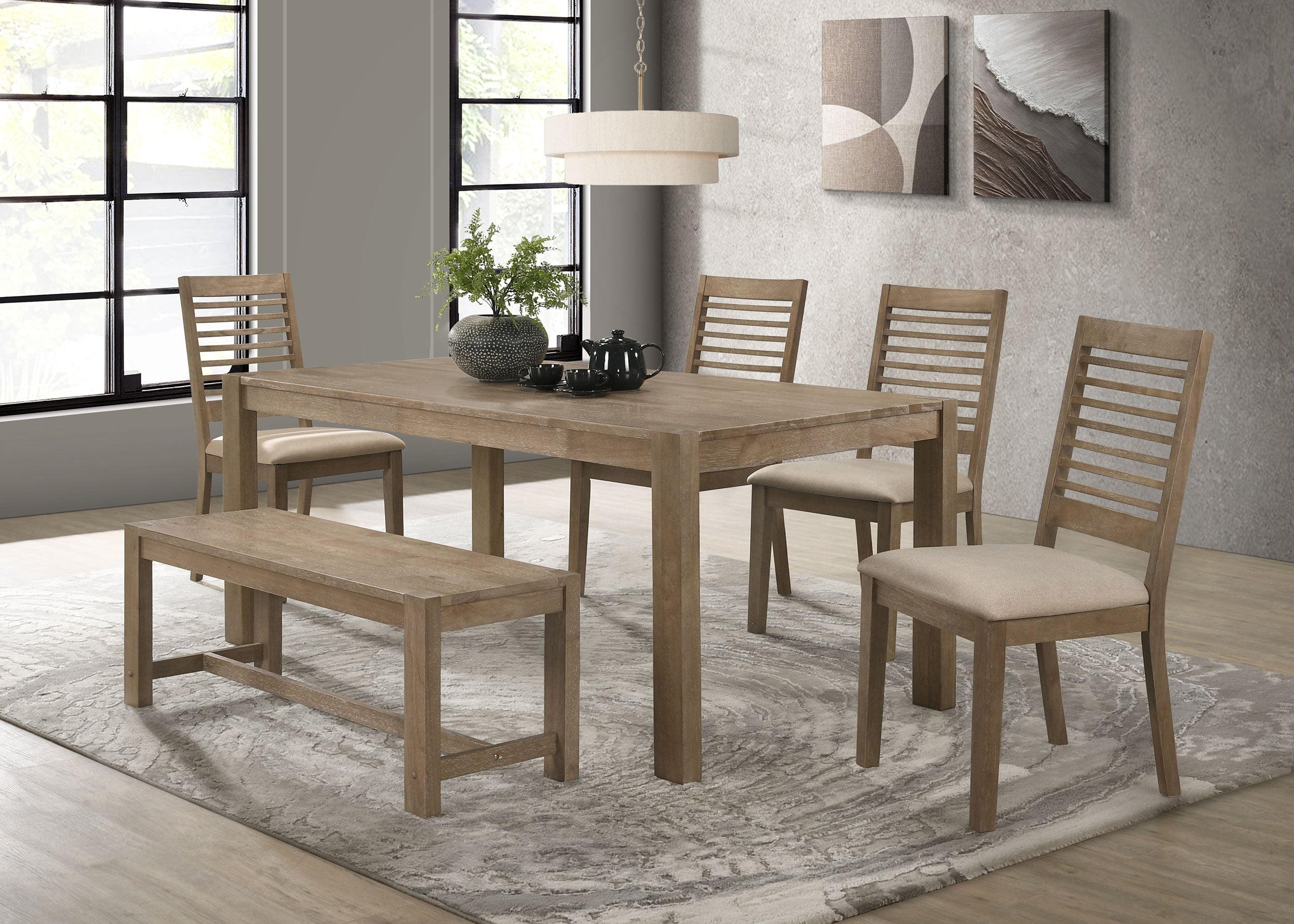 Scottsdale  Rectangular Dining Set Brown Washed