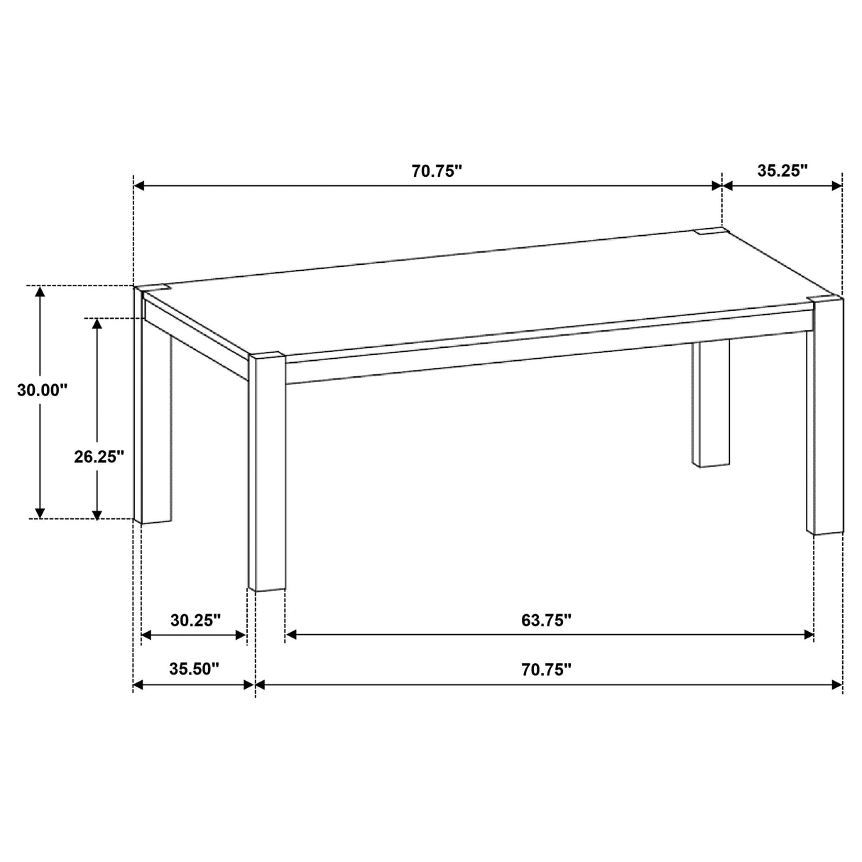 Scottsdale 71-inch Solid Wood Dining Table Washed Brown