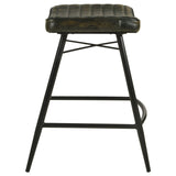 Bayu Leather Upholstered Saddle Seat Backless Bar Stool Antique Espresso and Black (Set of 2)