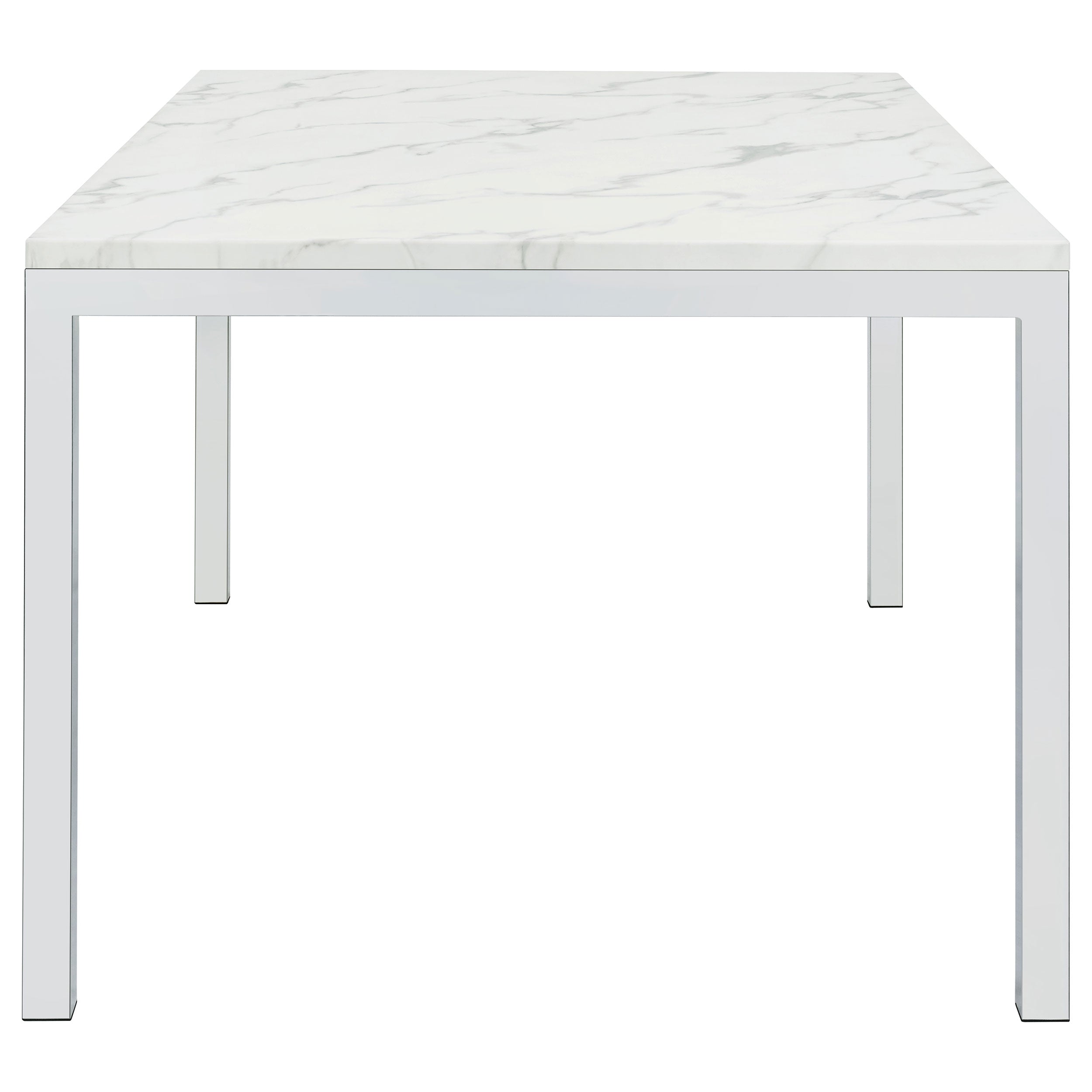 Athena Rectangle Dining Table with Marble Top Chrome