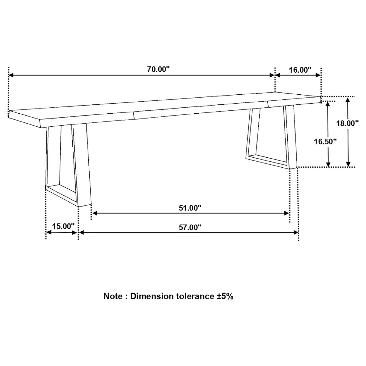 Ditman Live Edge Dining Bench Grey Sheesham and Black