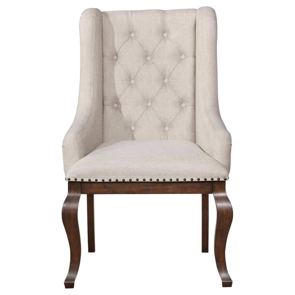 Brockway Tufted Arm Chairs Cream and Antique Java (Set of 2)