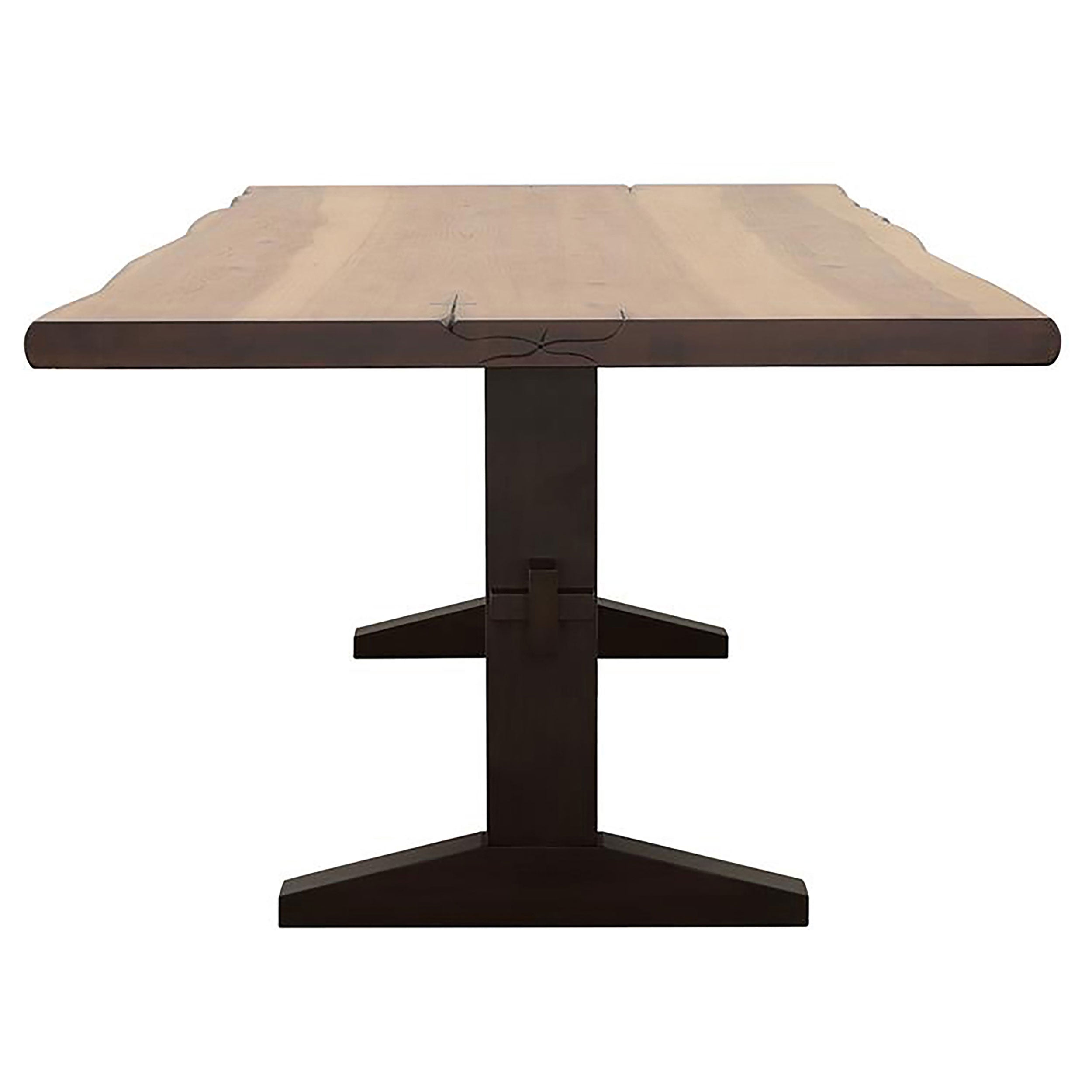 Bexley Live Edge Trestle Dining Table Natural Honey and Espresso