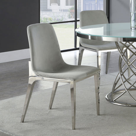 Irene Upholstered Side Chairs Light Grey and Chrome (Set of 4)