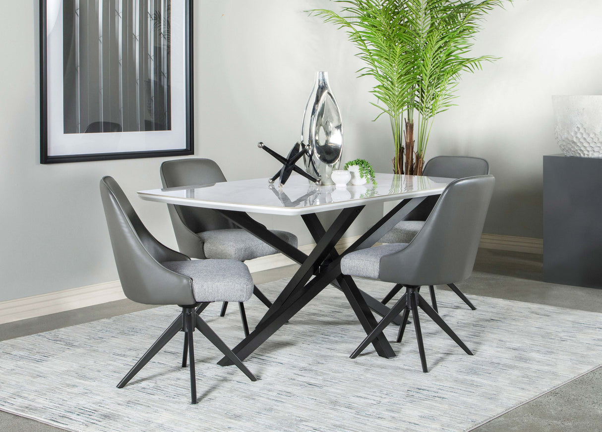 Paulita Upholstered Swivel Side Chairs (Set of 2) Grey and Gunmetal