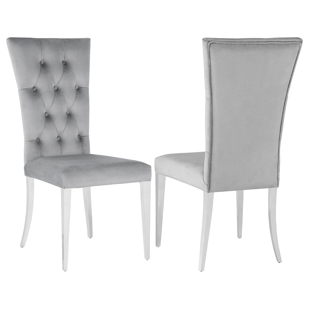 Kerwin Tufted Upholstered Side Chair (Set of 2) White and Chrome