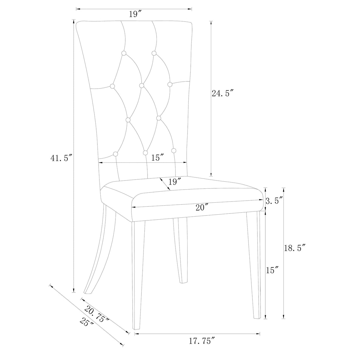 Kerwin Tufted Upholstered Side Chair (Set of 2) White and Chrome