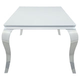 Carone Rectangular Glass Top Dining Table White and Chrome