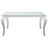 Carone Rectangular Glass Top Dining Table White and Chrome