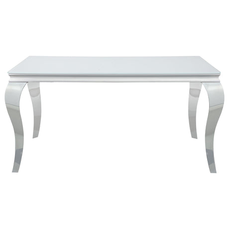 Carone Rectangular Glass Top Dining Table White and Chrome