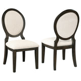 Twyla Upholstered Oval Back Dining Side Chairs Cream and Dark Cocoa (Set of 2)