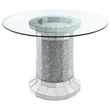 Ellie Pedestal Round Glass Top Counter Height Table Mirror