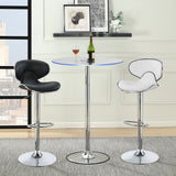 Edenton Upholstered Adjustable Height Bar Stools Black and Chrome (Set of 2)