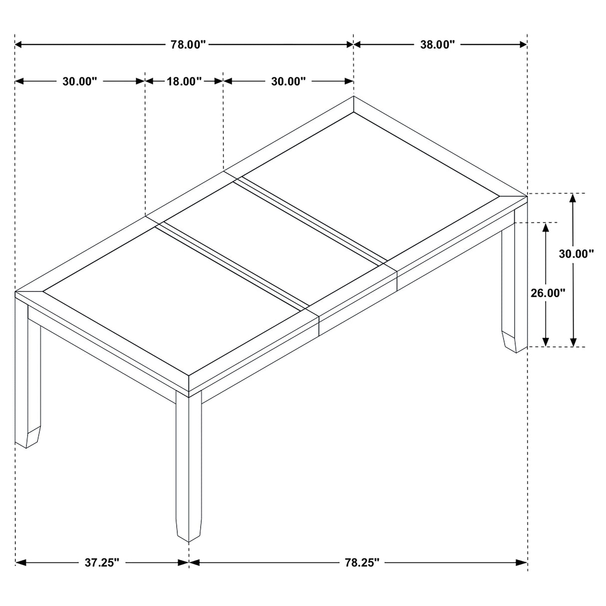 Elodie Rectangular Dining Table with Extension Grey and Black