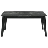 Crestmont Rectangular Dining Table with Faux Marble Top and 16" Self-Storing Extension Leaf Grey